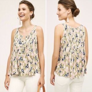 Maeve Pintuck sleeveless button down Top